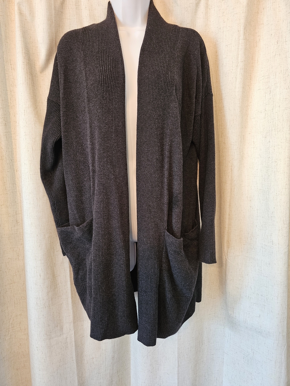 Chico's Charcoal Open-Front Pocket Cardigan
